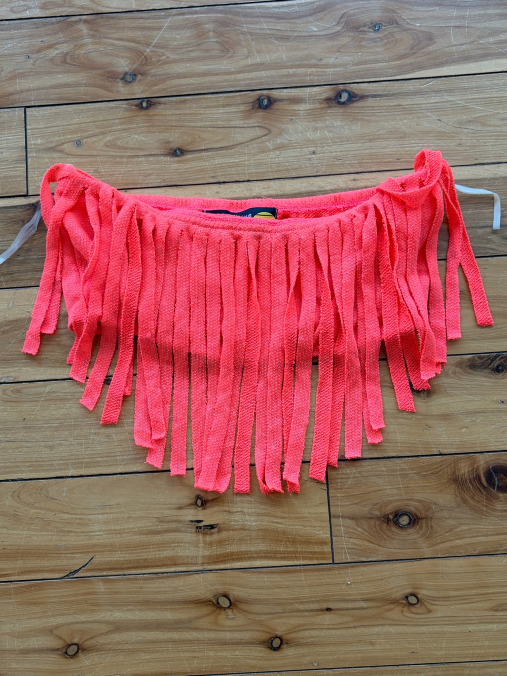 Ocean Drive Neon Coral Fringe Crop Top